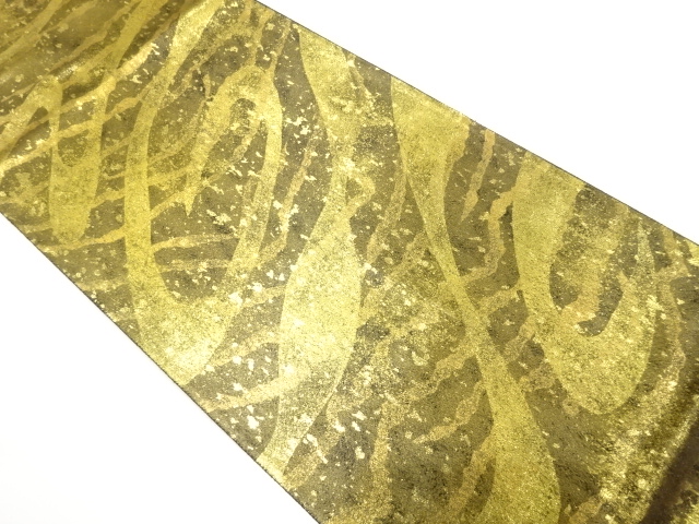 アンティーク　引箔　のり散らしに渦巻模様袋帯（材料）